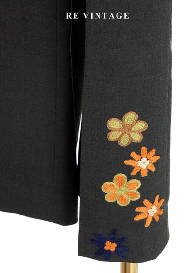 深苔綠活潑刺繡小花長褲（25"）7