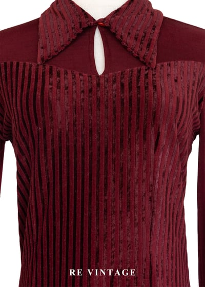 法式優雅直條勃根地紅絨布洋裝3