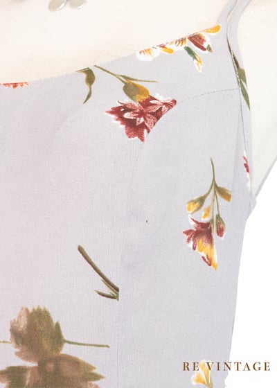 石灰色橘花盛開細肩帶洋裝14