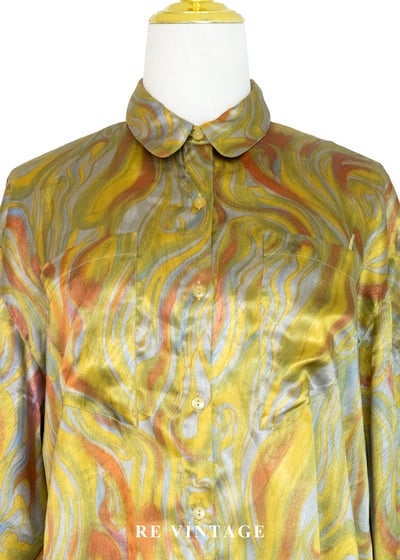 漩渦印花流動顏料緞面襯衫3