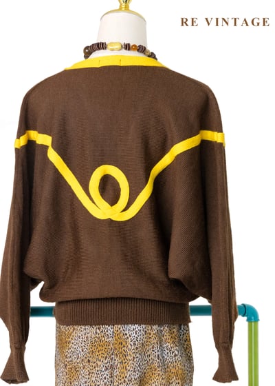 巧克力檸檬黃飛鼠袖調皮針織毛衣9