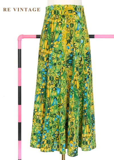 葉影壓縮鮮豔黃綠色長裙（26"）1