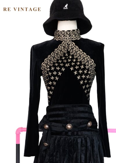 夜祭聖紋黑絨長版上衣1