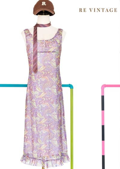 Smoky Grape 滿版印花網紗洋裝1