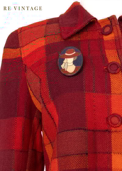 『歐洲寶物』法國製 - 氣質出眾的橘紅色不規則格紋西裝外套7