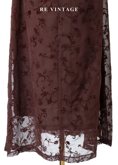 紅棕古典蔓藤細肩帶長洋裝12