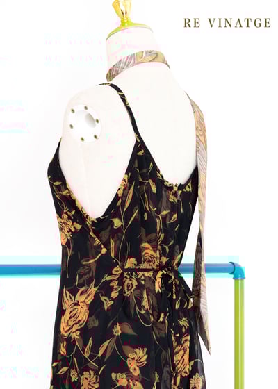 橘子花茶黑色雪紡細肩長洋裝6