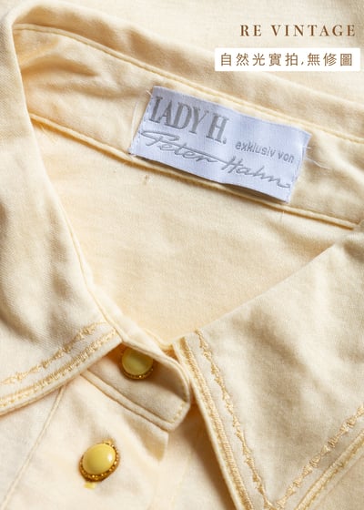 『歐洲寶物』氣質小花鵝黃色棉質上衣11