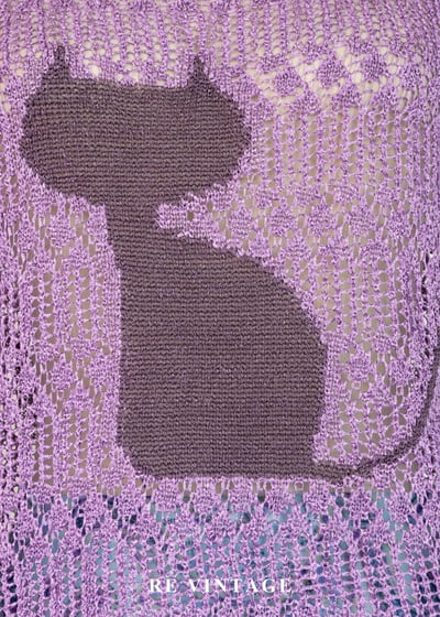 紫丁香針織剪影貓咪上衣5