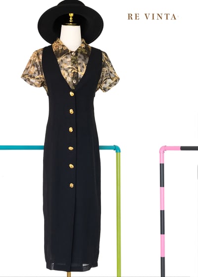 氣質單品 - 古典法式金釦黑底洋裝1
