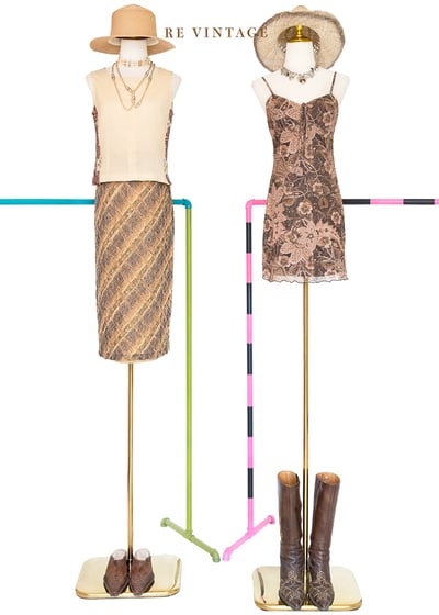 金蔥彩虹小花菱格紋氣質長裙（24-26"）2