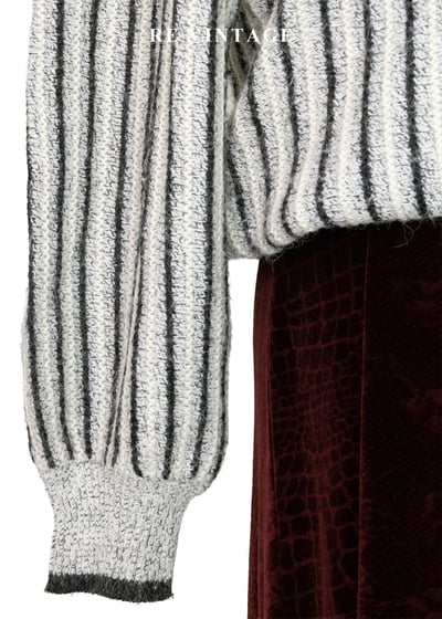 鹽系少女灰白線條針織毛衣5