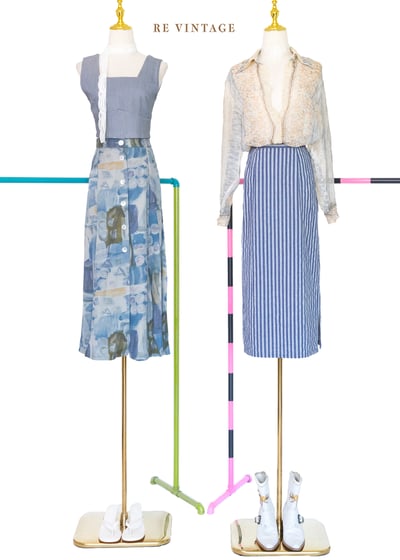 Blue Voyage海風藍白直條長裙（24"）2