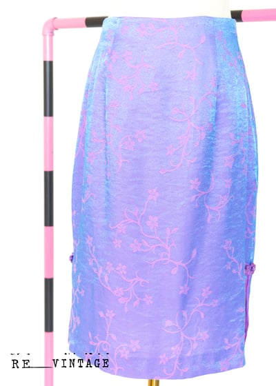 藍紫色珠光小花朵中長裙8