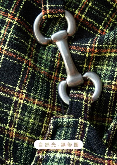 檸檬橄欖綠格紋銀骨頭吊帶長洋裝17