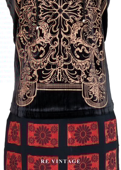 古世界華麗粉紅圖騰絨布背心3