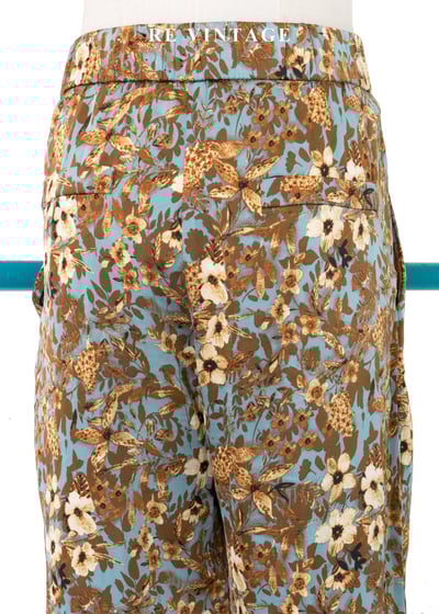 天空藍金棕色華麗花卉長褲(24-27")11