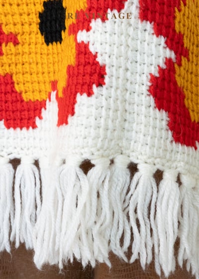 大紅花嬉皮白日夢像素針織上衣6