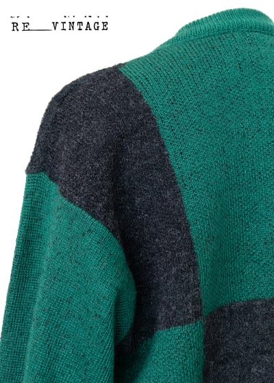 寶綠色/深灰大格紋針織外套7