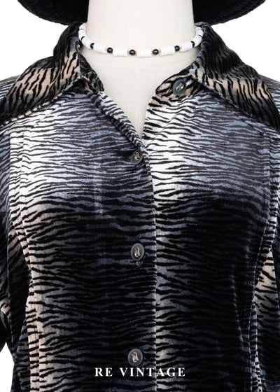 銀黑虎斑絨布長袖上衣3