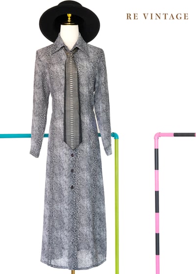 冷調蛇影之夜長版洋裝1