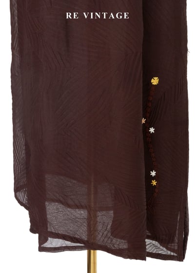 煙燻棕交錯壓印紋理細肩帶長洋裝4