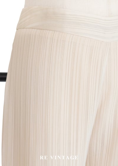 奶油白線條中國釦高腰直筒褲（27"）5