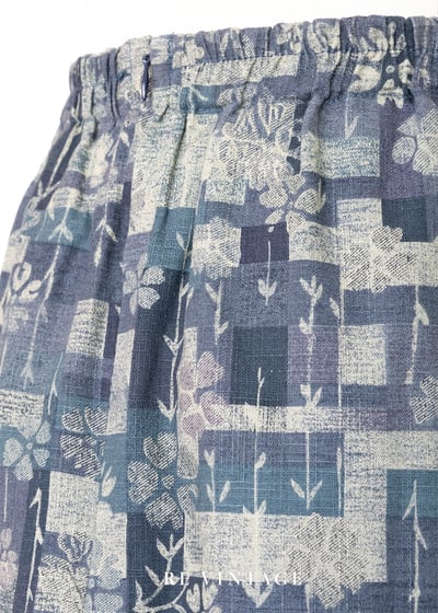 藍綠色格子與小花一起醒來得早晨長裙（27-30"）10