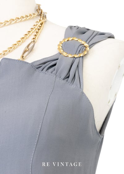 金屬釦環綠灰色旗氣質長版背心5