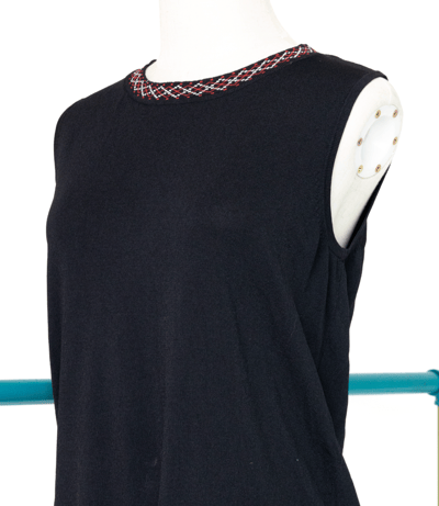 小領口圖騰黑色薄針織背心3