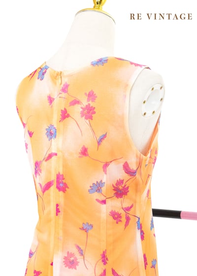 粉橘色の桃紅小花夏日洋裝9
