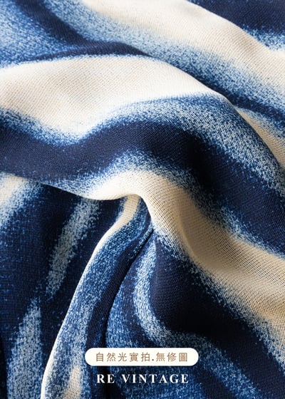 藍流波紋優雅流向洋裝14