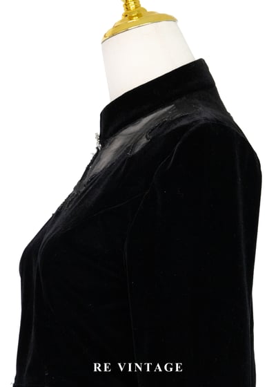 文藝少女 - 雲紋鏤空立領絨布上衣6