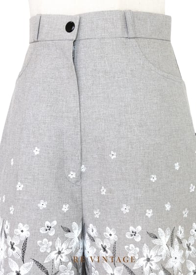 套裝短褲 - 日系花卉霧灰小花短褲（26"）3