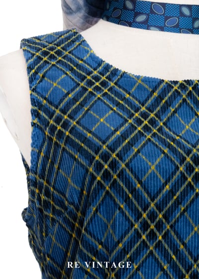 藍色菱格宇宙燈芯絨迷你洋裝5