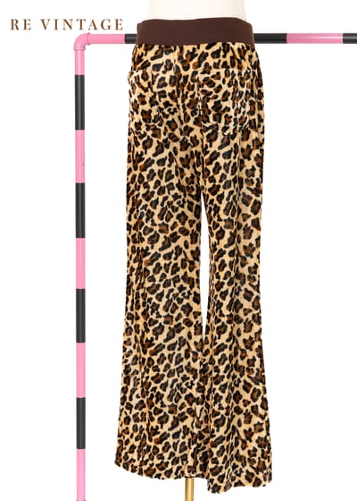 短毛絨布豹紋喇叭褲（27")6