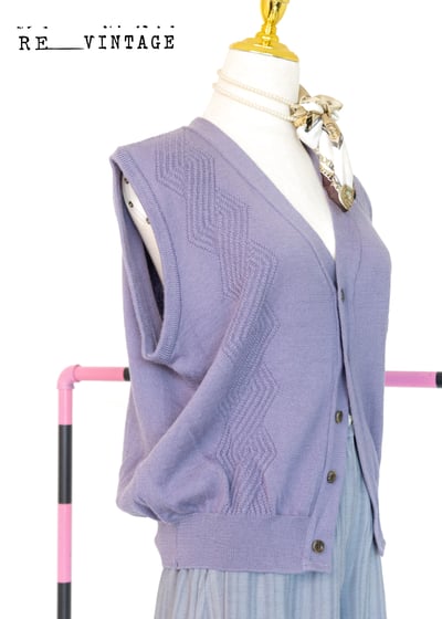 藍紫色立體編織紋針織背心6