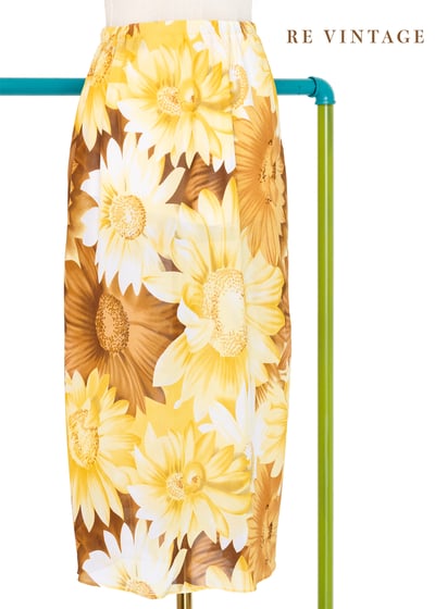 盛開的黃花花園雪紡透膚裙（23-28"）8