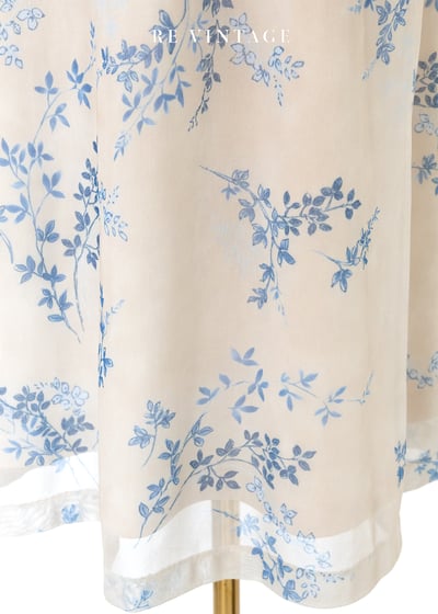 香草色藍色小花長裙（24-26"）10