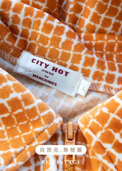 溫潤橘子細密方格紋絨布上衣11
