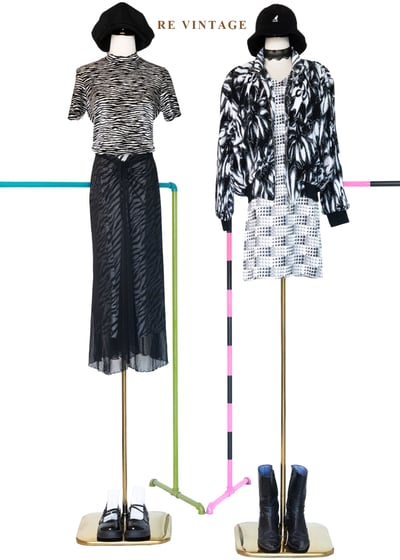 黑白流動斑馬紋絨布上衣2