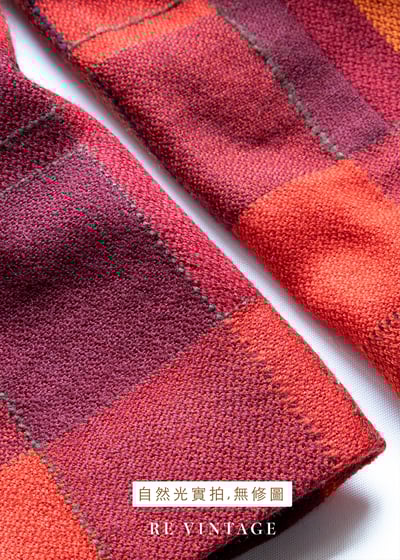 『歐洲寶物』法國製 - 氣質出眾的橘紅色不規則格紋西裝外套16