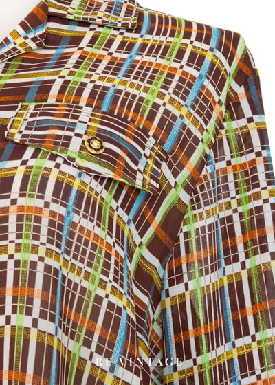 70年代多色格紋長袖襯衫4