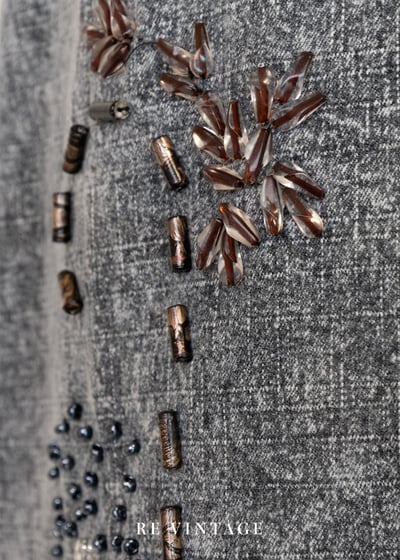 水洗灰調煙燻珠飾綻放牛仔裙（27"）8