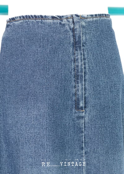 刺繡小花牛仔Ａ字中長裙8