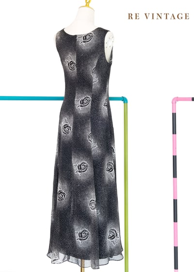 神秘黑玫瑰雪紡長洋裝6