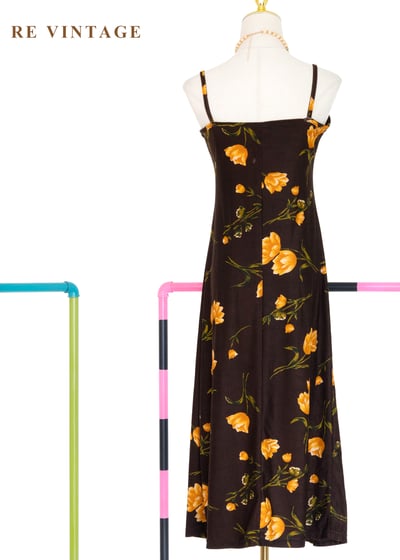 柑橘花香深巧克力色細肩帶洋裝9