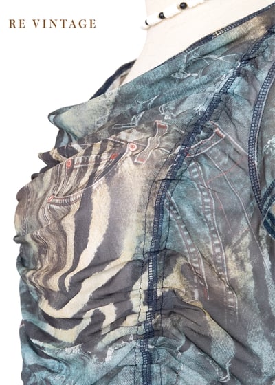 牛仔斑馬紋迷霧網紗迷你洋裝/長版上衣8