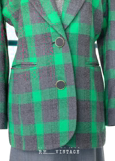 日本製 - 灰綠格紋西裝外套12