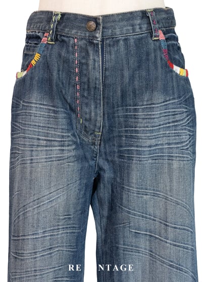 刷洗刺繡花卉牛仔褲（28"）3